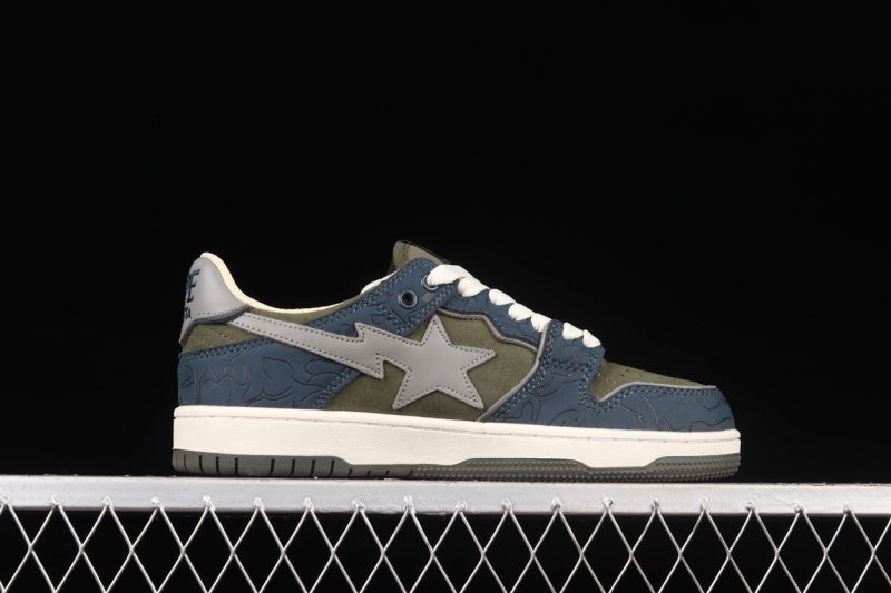 A Bathing Ape Bape SK8 Sta Navy Khaki Grey 2.jpg