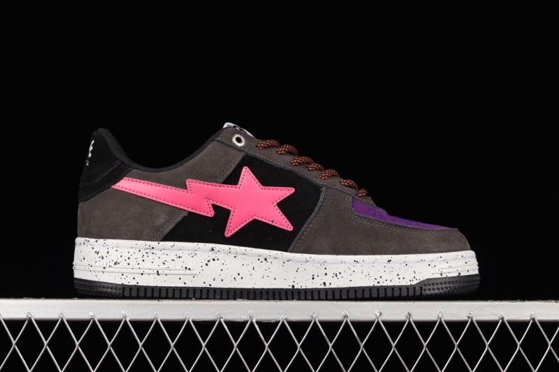 A Bathing Ape Bape Sta Black Grey Pink Suede 2.jpg