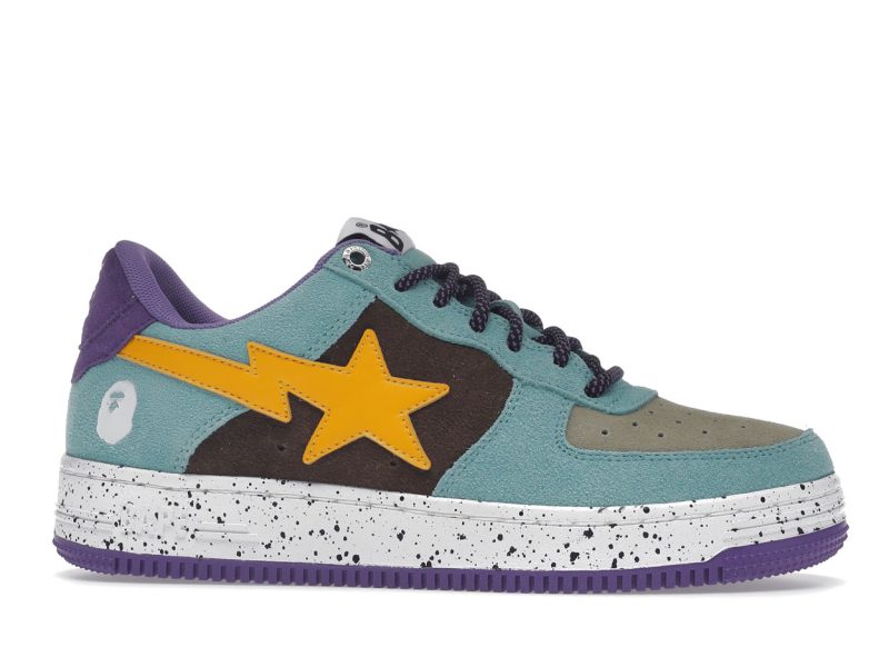 A Bathing Ape Bape Sta Teal Brown Yellow Suede.jpg