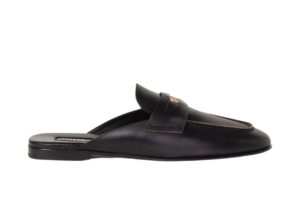 Bleached leather loafers black