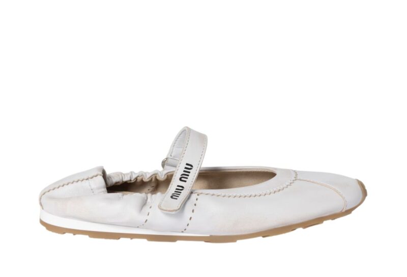 Bleached nappa leather ballerinas White