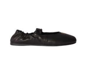 Ruches nappa leather ballerinas black