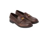 Vintage effect leather penny loafers Ebony 1