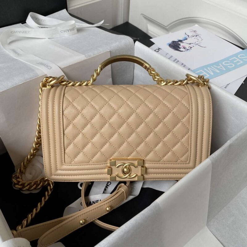a94805 boy chanel flap bag with handle grained shiny calfskin gold tone metal beige 001 luxibags.ru .jpg