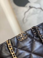 chanel 19 shopping bag shiny lambskin as3660 gold tone silver tone ruthenium finish metal dark brown 003 luxibags.ru .jpg