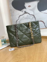 chanel 19 shopping bag shiny lambskin as3660 gold tone silver tone ruthenium finish metal dark green 002 luxibags.ru .jpg