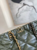 chanel 19 shopping bag shiny lambskin as3660 gold tone silver tone ruthenium finish metal dark green 003 luxibags.ru .jpg