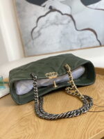 chanel 19 shopping bag shiny lambskin as3660 gold tone silver tone ruthenium finish metal dark green 005 luxibags.ru .jpg