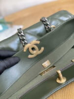 chanel 19 shopping bag shiny lambskin as3660 gold tone silver tone ruthenium finish metal dark green 008 luxibags.ru .jpg