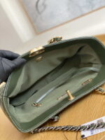 chanel 19 shopping bag shiny lambskin as3660 gold tone silver tone ruthenium finish metal dark green 009 luxibags.ru .jpg