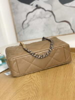 chanel 19 shopping bag shiny lambskin as3660 gold tone silver tone ruthenium finish metal tan 006 luxibags.ru .jpg