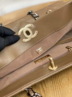 chanel 19 shopping bag shiny lambskin as3660 gold tone silver tone ruthenium finish metal tan 007 luxibags.ru .jpg