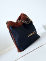 chanel 22 as3260 small handbag black calfskin wiht brown wool gold 001 luxibags.ru .jpg