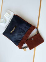 chanel 22 as3260 small handbag black calfskin wiht brown wool gold 005 luxibags.ru .jpg