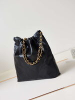 chanel 22 as3260 small handbag shiny calfskin black gold with black logo 004 luxibags.ru .jpg