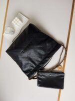 chanel 22 as3260 small handbag shiny calfskin black gold with black logo 006 luxibags.ru .jpg