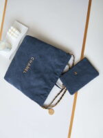 chanel 22 as3260 small handbag velvet navy blue gold 007 luxibags.ru .jpg