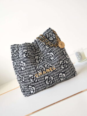 chanel 22 as3260 small handbag velvet white black gold 001 luxibags.ru .jpg