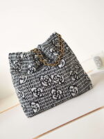 chanel 22 as3260 small handbag velvet white black gold 005 luxibags.ru .jpg