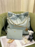chanel 22 as3261 handbag shiny calfskin light green 001 luxibags.ru .jpg