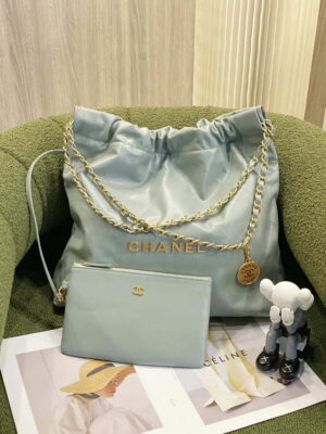 chanel 22 as3261 handbag shiny calfskin light green 001 luxibags.ru .jpg