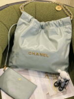 chanel 22 as3261 handbag shiny calfskin light green 002 luxibags.ru .jpg