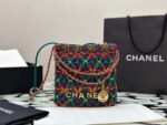 chanel 22 as3980 mini handbag calfskin knotted lace and gold tone metal dark green pink 011 luxibags.ru .jpg