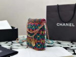 chanel 22 as3980 mini handbag calfskin knotted lace and gold tone metal dark green pink 014 luxibags.ru .jpg