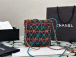 chanel 22 as3980 mini handbag calfskin knotted lace and gold tone metal dark green pink 017 luxibags.ru .jpg