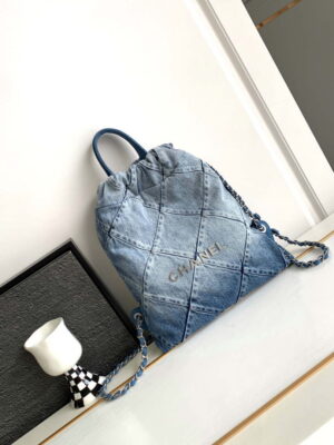 chanel 22 backpack as3859 denim blue canvas with sliver logo 001 luxibags.ru .jpg