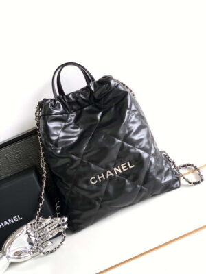 chanel 22 backpack as3859 shiny black calfskin 001 luxibags.ru .jpg
