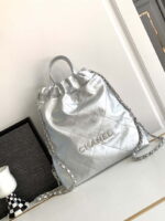 chanel 22 backpack as3859 shiny silver calfskin with sliver logo 001 luxibags.ru .jpg