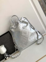 chanel 22 backpack as3859 shiny silver calfskin with sliver logo 003 luxibags.ru .jpg