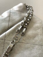 chanel 22 backpack as3859 shiny silver calfskin with sliver logo 006 luxibags.ru .jpg