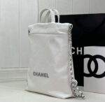chanel 22 backpack as3859 shiny white calfskin with silver 002 luxibags.ru .jpg
