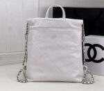 chanel 22 backpack as3859 shiny white calfskin with silver 003 luxibags.ru .jpg