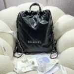 chanel 22 backpack shiny calfskin as3313 black with black logo 001 luxibags.ru .jpg