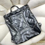 chanel 22 backpack shiny calfskin as3313 black with black logo 004 luxibags.ru .jpg