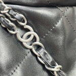 chanel 22 backpack shiny calfskin as3313 black with black logo 006 luxibags.ru .jpg