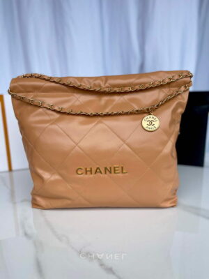 chanel 22 handbag as3261 shiny calfskin gold tone metal camel 01 luxibags.ru .jpg
