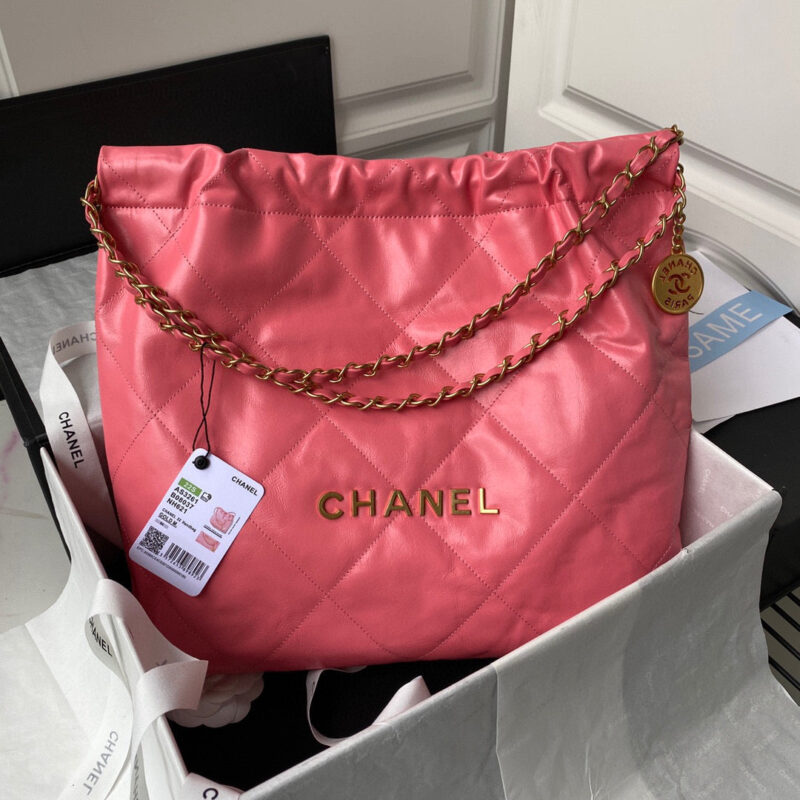 chanel 22 handbag as3261 shiny calfskin gold tone metal coral pink 01 luxibags.ru .jpg