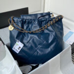 chanel 22 handbag as3261 shiny calfskin gold tone metal navy blue 02 luxibags.ru .jpg