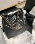 chanel 22 handbag as3261 wrinkled calfskin leather black gold 009 luxibags.ru .jpg