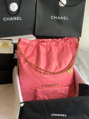 chanel 22 handbag as3262 shiny calfskin gold tone metal coral pink 01 luxibags.ru .jpg