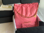 chanel 22 handbag as3262 shiny calfskin gold tone metal coral pink 02 luxibags.ru .jpg
