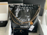 chanel 22 handbag as3262 shiny calfskin lacquered metal black logo white 02 luxibags.ru .jpg