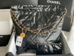 chanel 22 handbag as3262 shiny calfskin lacquered metal black logo white 05 luxibags.ru .jpg