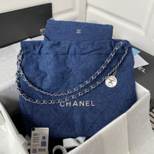 chanel 22 handbag slive tone metal canvas as3260 blue denim 001 luxibags.ru .jpg