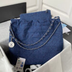 chanel 22 handbag slive tone metal canvas as3260 blue denim 002 luxibags.ru .jpg