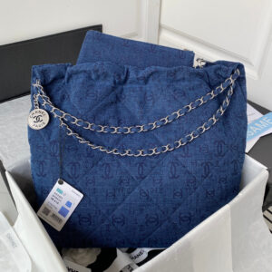 chanel 22 handbag slive tone metal canvas as3261 blue denim 002 luxibags.ru .jpg
